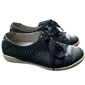 Dansko Shoes Orli Sneakers Lace Up Black Nappa Leather Casual Womens 38 7 1/2 US